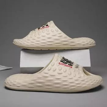 Тапочки из ЭВА, мужская повседневная обувь для дома и улицы, нескользящие, легкие мужские сандалии, толстая подошва, удобная обувь для пары, новый стиль 36-37 чёрный