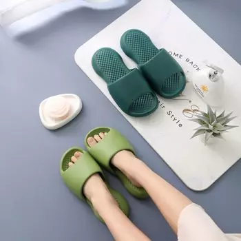 Тапочки из ЭВА, сандалии для купания в ванной, женские летние домашние нескользящие мужские тапочки с толстой подошвой и защитой от запаха 35-36 жёлтый