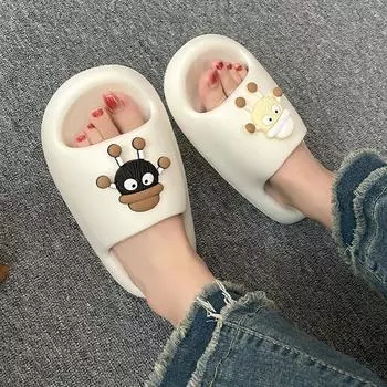 Тапочки из ЭВА женские летние новые классные тапочки для пар дома симпатичная обувь для родителей и детей носить односложные тапочки 36-37 чёрный