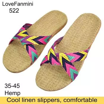 Тапочки из натурального льна летние домашние сандалии для дома мужские женские унисекс весна и осень пары посадка гостей лен нескользящие 35-36
