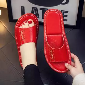 Тапочки из натуральной кожи, мужские и женские, летние, на плоской подошве, пляжная обувь, легкая, роскошная, дизайнерская обувь, удобные, парные тапочки 35-36(25cm) коричневый