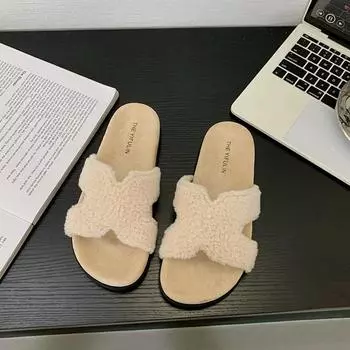 Тапочки из шерсти на толстой подошве для женщин, для ношения осенью и зимой, новые, из цельной овечьей шерсти, теплые тапочки-шлепанцы. 35