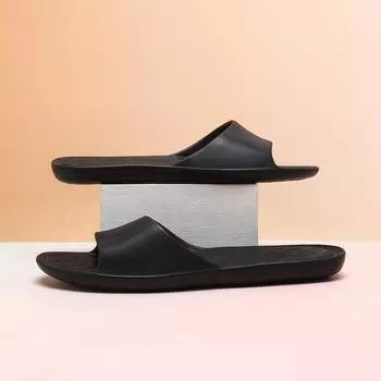 Тапочки из Тайваня 2025 года, новые повседневные домашние нескользящие массажные мягкие на подошве, одно слово, дышащие, бесшумные, классные тапочки для ванной 36-37 чёрный