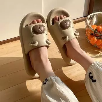 Тапочки Kapibara женские летние 2025 новые парные домашние тапочки нескользящие для детей среднего и старшего возраста классные тапочки мужские 30-31 (inner length about 20cm) хаки