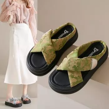 Тапочки-кроссы женские летние удобные повседневные сандалии тапочки женские внешние трендовые сандалии с толстой подошвой тапочки женские модные женские туфли 34