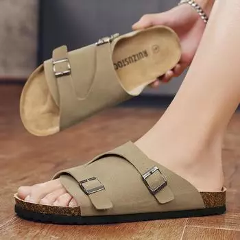 Тапочки Летние шлепанцы для мужчин Пляжные тапочки Коричневые сандалии Удобная мягкая обувь Нескользящая обувь для ванной Мужские шлепанцы 38 чёрный