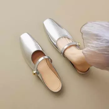 Тапочки Летние туфли на плоской подошве Туфли на мягкой подошве 35 серебряный