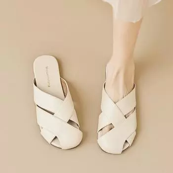 Тапочки Летом женщины носят ретро-модные тапочки на мягкой подошве. 35 абрикосовый