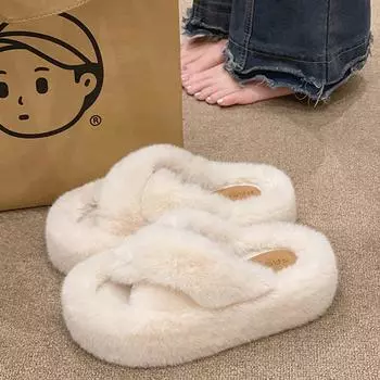 Тапочки Mao Mao большого размера для улицы, зимние высококачественные домашние туфли на мягкой подошве, увеличивающие рост туфли Mao Mao Cross 35 чёрный