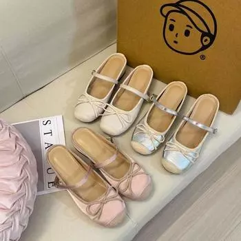 Тапочки Мэри Джейн, женская верхняя одежда, лето 2025, новая сумка, одна педаль, французский стиль, юбка, темперамент, классные тапочки 35 белый