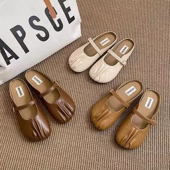 Тапочки-мешки на мягкой подошве для женщин, которые можно носить весной и осенью 2025 года, новые туфли с плоской подошвой для беременных женщин с одной ногой, полуботинки для ленивых, лето 35 коричневый