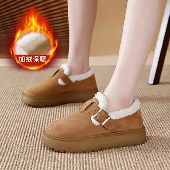 Тапочки-мешки на толстой подошве, женская одежда высокого класса, осень и зима, новые бархатные универсальные туфли из хлопка для женщин, прилив KC 36 бежевый