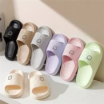 Тапочки милые мультяшные медведи дышащие мужские мягкие четырехсезонные домашние нескользящие тапочки для ванной комнаты 40-41 чёрный