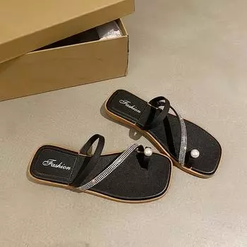 Тапочки модные летние верхняя одежда пляжные сандалии на плоской подошве фея ветер медведь толстая подошва нескользящие универсальные классные тапочки интернет знаменитость 36