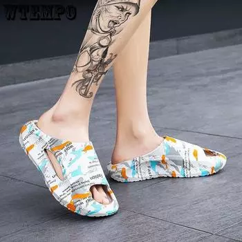 Тапочки, модные нескользящие мягкие тапочки на толстой подошве, летние повседневные спортивные парные сандалии для верхней одежды 36-37