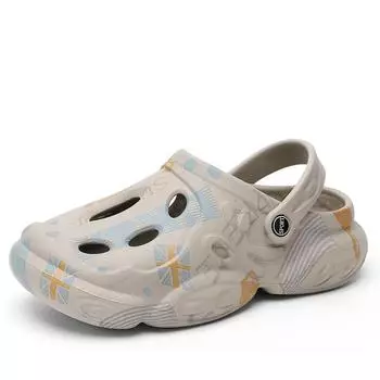 Тапочки модные пляжные сандалии на платформе носить нескользящие сумки головные уборы большого размера мужские камуфляжные дырки обувь мужские 39 серый