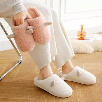 Тапочки модные зимние женские хлопковые плюшевые теплые тапочки однотонные унисекс домашние мягкие тапочки женская обувь shoesui8 36 розовый