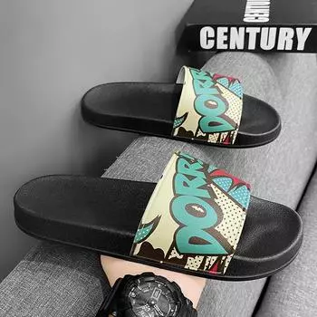 Тапочки мужские 2025 года новые летние тапочки для дома нескользящие тапочки для отдыха и спорта 36 чёрный