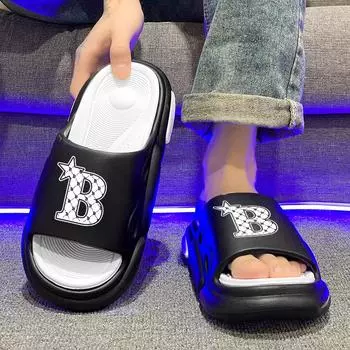 Тапочки мужские и женские летние 2025 новые тапочки из ЭВА интернет знаменитости высокого класса наступающие на дерьмо тапочки тапочки 36-37 чёрный