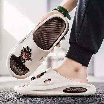 Тапочки мужские и женские новые тапочки из ЭВА, наступи на дерьмо, бытовые мужские мягкие пляжные классные тапочки тапочки 36-37 чёрный