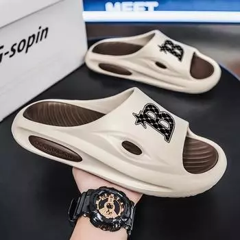 Тапочки мужские и женские односложные тапочки новые тапочки из ЭВА интернет знаменитости высококачественные тапочки для наступания на дерьмо 36-37 чёрный