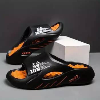 Тапочки мужские из ЭВА больших размеров, стильные, с открытым носком, цветные, дышащие, массивные, нескользящие, прочные, антискользящие, повседневная обувь, размер 36-49 46-47 бежевый