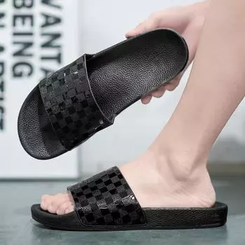 Тапочки мужские клетчатые 2025 новые водонепроницаемые и нескользящие классные тапочки уличные удобные тапочки тапочки 39