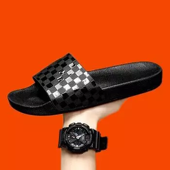 Тапочки мужские клетчатые 2025 новые водонепроницаемые и нескользящие классные тапочки уличные удобные тапочки тапочки 39