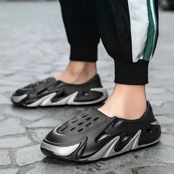 Тапочки мужские летние 2024 года новые толстые подошвы наступая на дерьмо чувство одно слово дрэг повседневные модные крутые тапочки спортивные прилив дрэг 40 белый