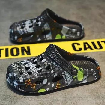 Тапочки мужские летние 2024 новые нескользящие домашние модные водонепроницаемые мужские туфли на толстой подошве тапочки мужские сандалии 39 хаки