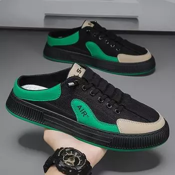 Тапочки мужские летние 2025 новый тренд сетчатая поверхность дышащие нескользящие износостойкие ленивые без пятки отверстие мешок голова перетаскивание 39