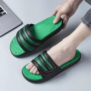 Тапочки мужские летние нескользящие высококачественные мягкие однотонные сетчатые красные пляжные классные тапочки 39 чёрный