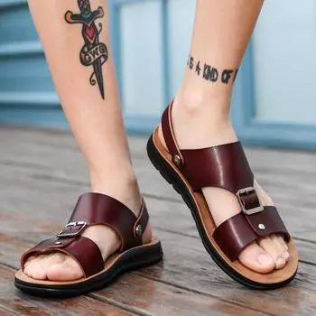 Тапочки мужские летние новые корейские версии трендовые повседневные пляжные туфли мужские модные молодежные сандалии взрыв 38 белый