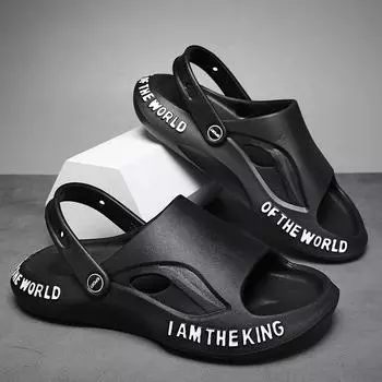 Тапочки мужские летние новые верхняя одежда на толстой подошве дезодорант нескользящие износостойкие мужские двухслойные сандалии Канье 36 чёрный