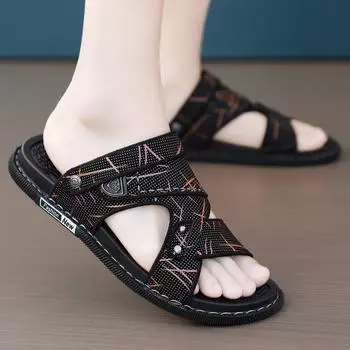 Тапочки мужские летние уличные мягкие мужские повседневные сандалии двойного назначения для вождения летние пляжные туфли 38 коричневый