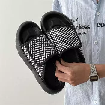 Тапочки мужские новые летние модные брендовые туфли высокого качества для выхода в свет, модная пляжная обувь 371245-J 38 чёрный