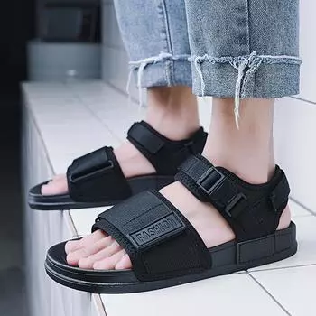 Тапочки мужские сандалии летние новые повседневные модные пляжные туфли персонализированные уличные сандалии корейская версия молодежные однословные перетаскивания 39