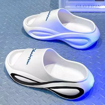 Тапочки мужские весенние новые модные универсальные повседневные мужские уличные нескользящие туфли на толстой подошве 36 чёрный