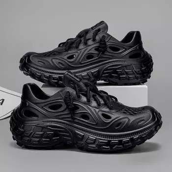 Тапочки на каблуке-мешке, нескользящие пляжные сандалии, мужская нескользящая и прочная обувь для пар с дырками на толстой подошве 36 серебряный