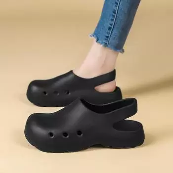 Тапочки на каблуке с мешком на голове женские туфли для медсестер в операционной с отверстиями для ношения на нескользящей подошве для пляжа женские 36 розовый