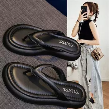 Тапочки на платформе, женская новая летняя мода, защипывающий носок, плоская римская пляжная обувь 35