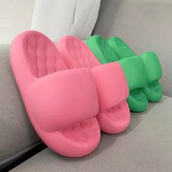 Тапочки на платформе, женские, лето 2024, новые модные, толстые, мягкие, сандалии, для дома, пар, для ванной, нескользящие, для улицы, для пляжа 36-37 белый