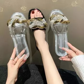 Тапочки на плоской подошве женские удобные туфли для ходьбы платье повседневные сандалии новые летние пляжные шлепанцы 2024 года женские шлепанцы с открытой пяткой 36 чёрный