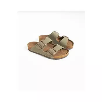 Тапочки на пробковой подошве с двойной пряжкой