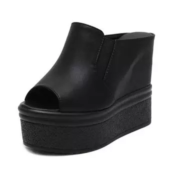 Тапочки на танкетке, женская летняя модная обувь, женские босоножки на платформе, женские современные вечерние шлепанцы 34 белый