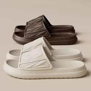 Тапочки на толстой подошве для мужчин и женщин 2025 года, новые домашние, для пар, для ванной комнаты, нескользящие сандалии из ЭВА 36-37 белый