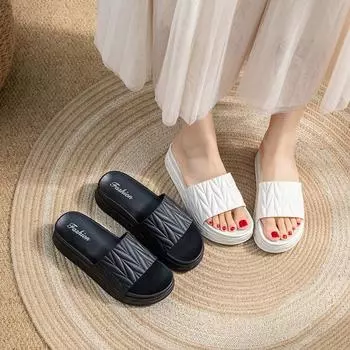 Тапочки на толстой подошве для женщин, модные и удобные летом. Однотонные тапочки для повседневной пляжной одежды 40 белый