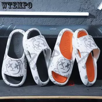 Тапочки на толстой подошве, летние тапочки для пар, домашние нескользящие сандалии для ванны, внешняя одежда 36-37