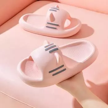 Тапочки на толстой подошве, милые для женщин и мужчин, из ЭВА для домашнего использования, нескользящие для ванной, не воняющие ноги, для домашнего использования в помещении 35-36 чёрный