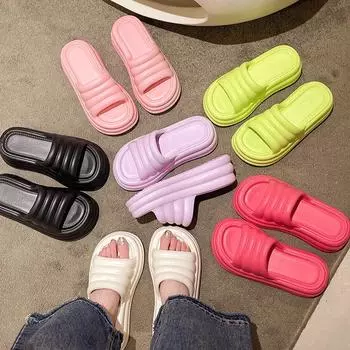 Тапочки на толстой подошве, увеличивающие рост, для универсальной женской одежды на открытом воздухе, повседневные сандалии для дома 36-37 белый